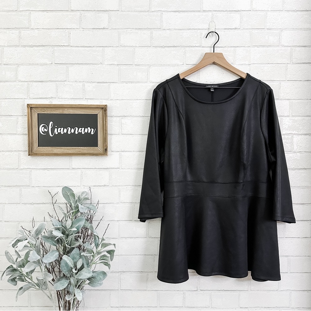 LANE BRYANT Black Shimmer 3/4 Sleeve Top